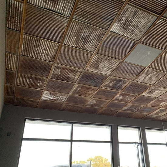 rusted metal ceiling tiles