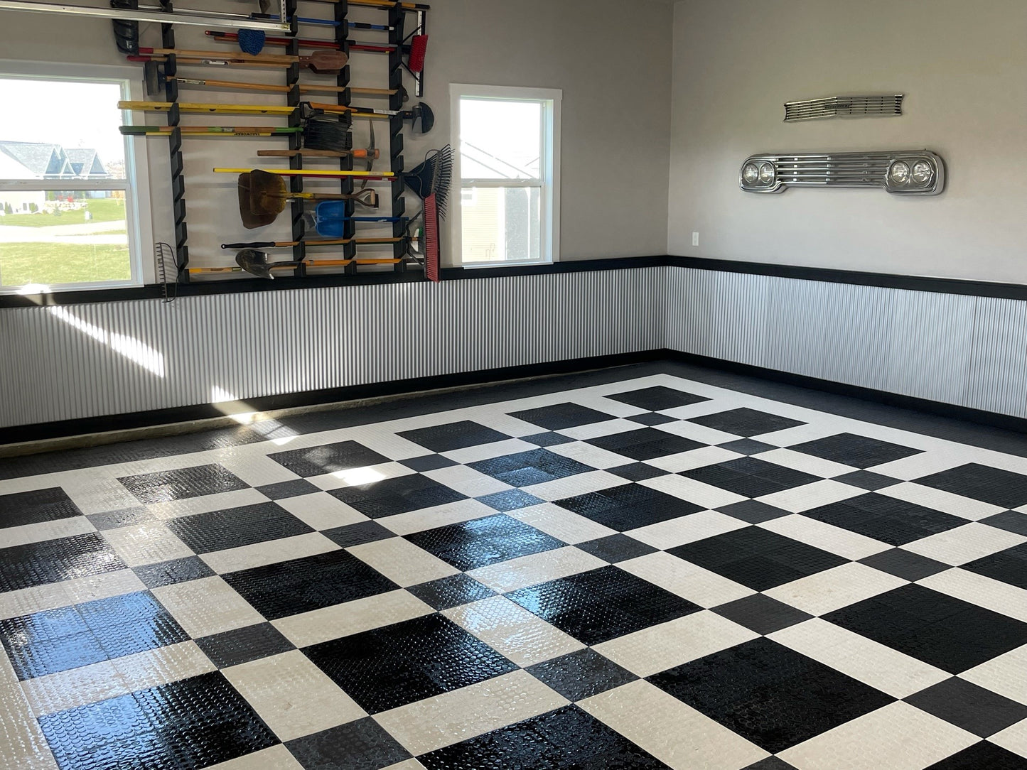 metal wainscoting in garage