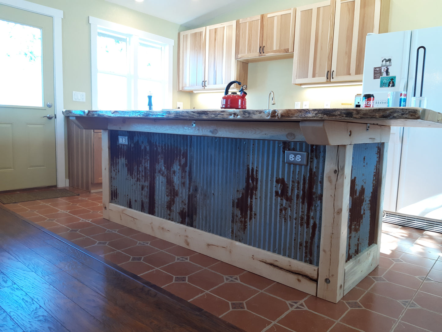 premium partial rust metal kitchen island facing