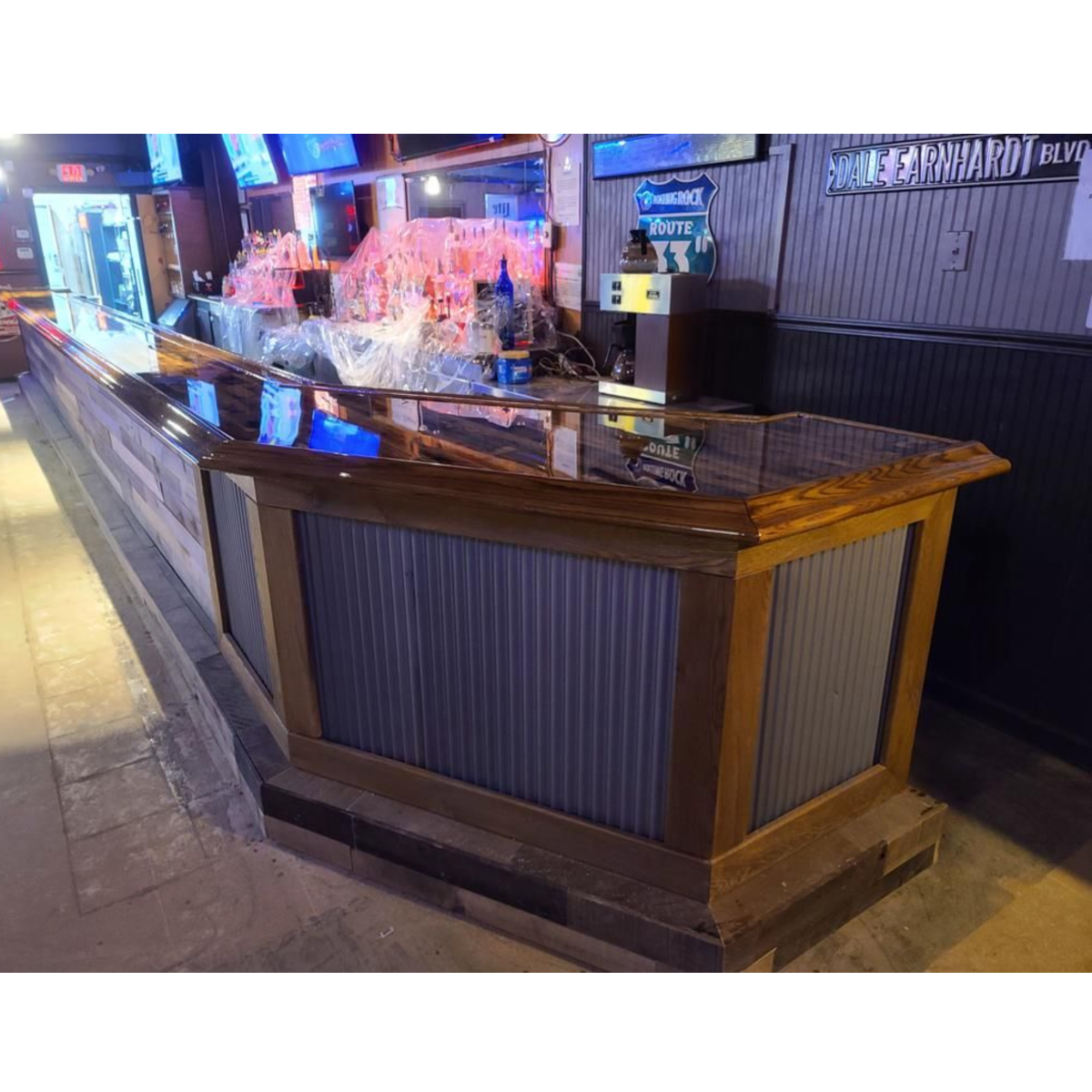 metal bar facing wainscoting