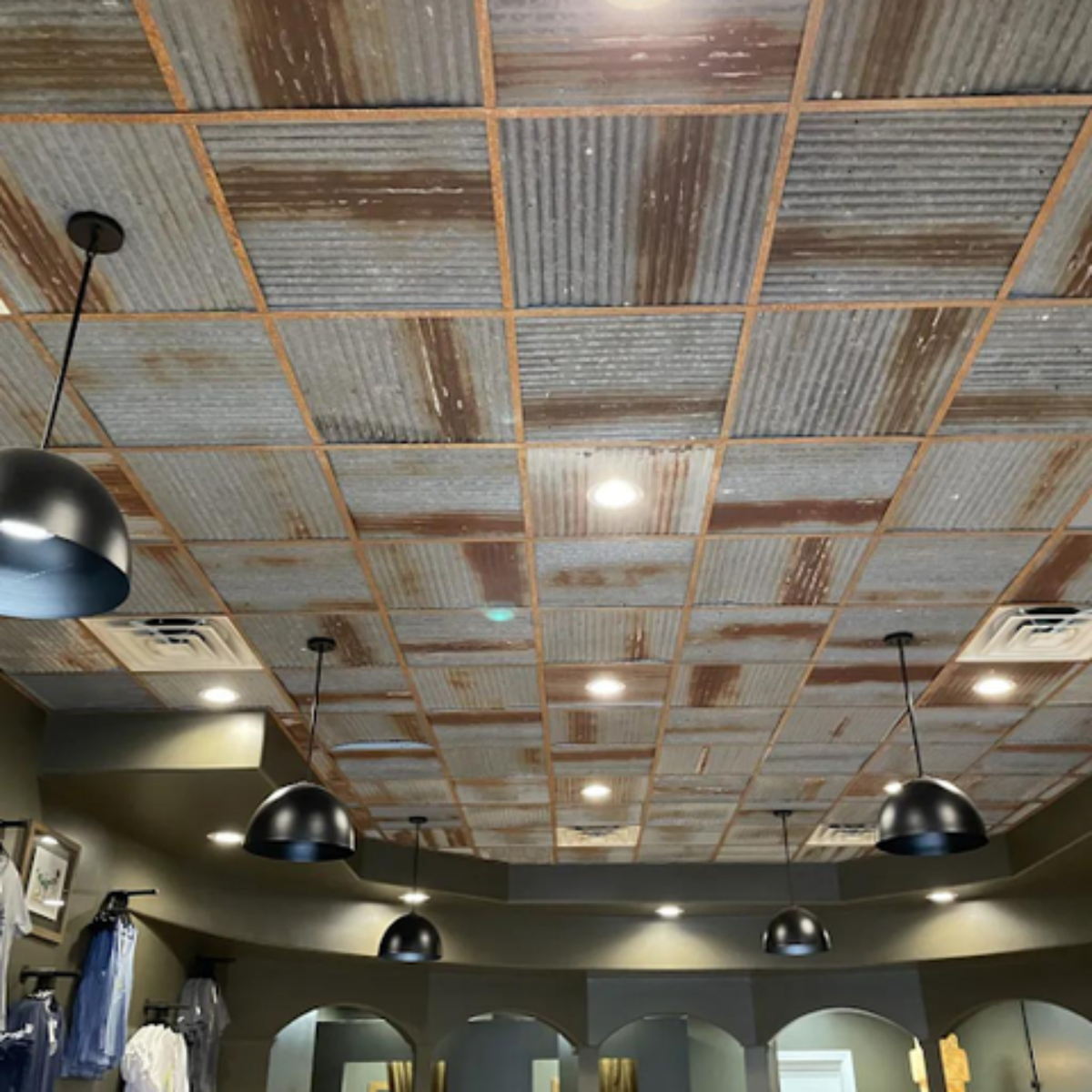 Reclaimed Corrugated Barn Tin Ceiling Tiles